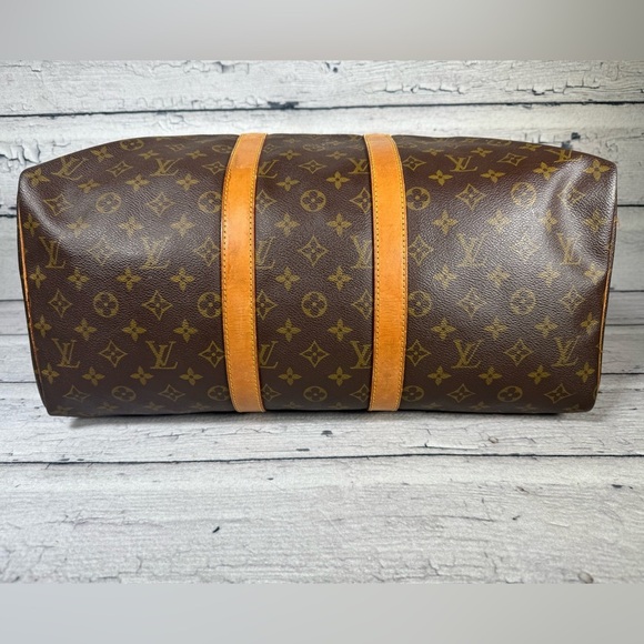 Louis Vuitton Keepall 45 brown monogram canvas leather travel duffle bag - Picture 3 of 12